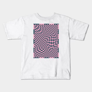 Checkerboard Pattern - Pink Blue Kids T-Shirt